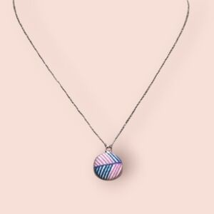 ✨ Elegant Pink & Blue Fabric Pendant Necklace ✨